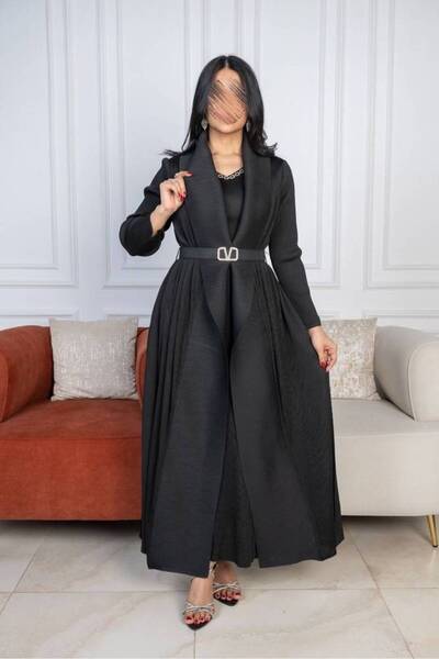 SELSAL Soft dress with waist belt - black - free size