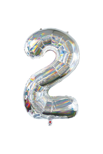 Zumzeria Balon de petrecere holografic cu folie argintie Nr. 2 - 82cm
