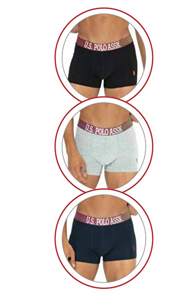 U.S. Polo Assn. U.S. Polo Assn. 80571 Men's Cotton 3-Piece Boxer-Black&Grimel...