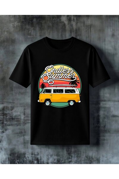 COMVİCHO Endless Summer Minibus Sari Printed Oversize T-Shirt