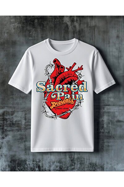 COMVİCHO Sacred Pain Kalp Diken Printed Oversize T-Shirt