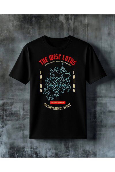 COMVİCHO Wise Lotus Enlightenment Printed Oversize T-Shirt
