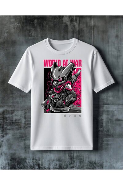 COMVİCHO تي شيرت مطبوع عليه world at war robot savas مقاس كبير