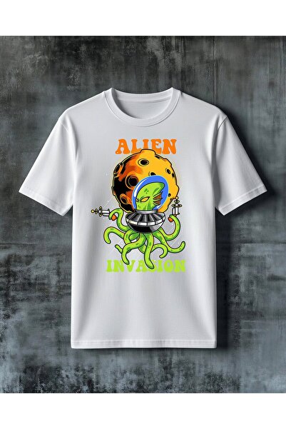 COMVİCHO Alien Invasion Alien Printed Oversize T-Shirt