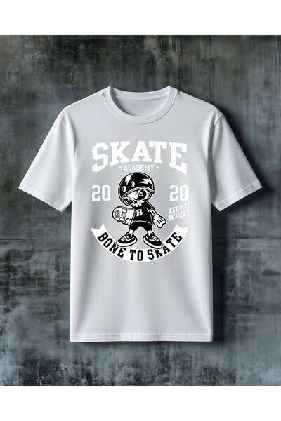 COMVİCHO Bone to Skate Iskelet Printed Oversize T-Shirt
