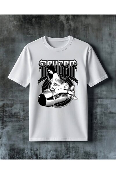 COMVİCHO Drop Me Bomber Printed Oversize T-Shirt