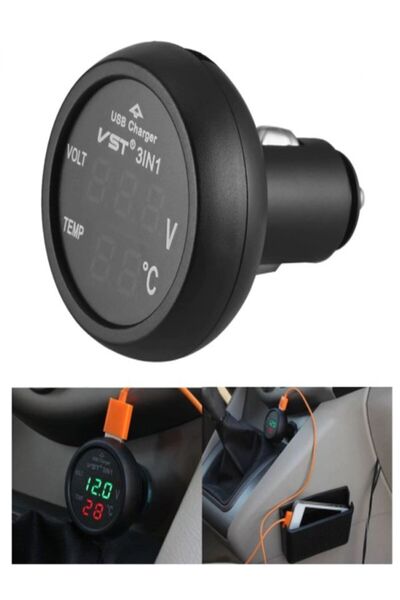 ATİK GARAJ Araç Voltmetre 3 In 1