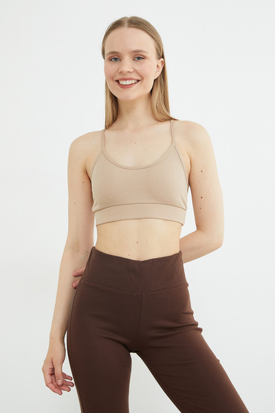Fulla Moda Ribbed Rope Strap Cross-Back Bustier