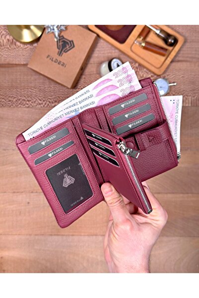 Fil Deri Genuine Leather Multi-Compartment Zippered Magnetic Women's Wallet 2149