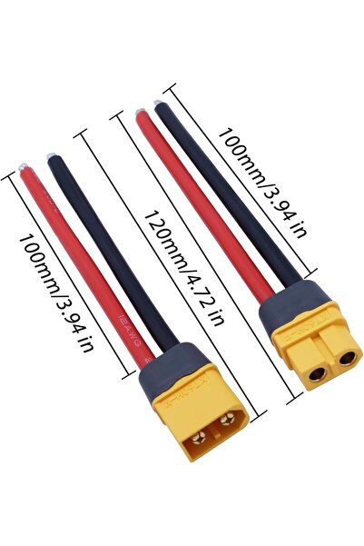Choice1 12AWG 100mm XT60H Connector Plug Cable - 1 Pairs Female and Male Univ...