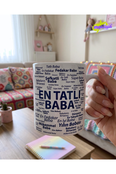 matizya Babalar Günü Kupa Bardak En Tatlı Baba Yazılı Özel Tasarım mug Serami...