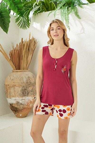 modalove Γυναικεία Πιτζάμα Σορτσάκι "Modalove" RED FLOWER