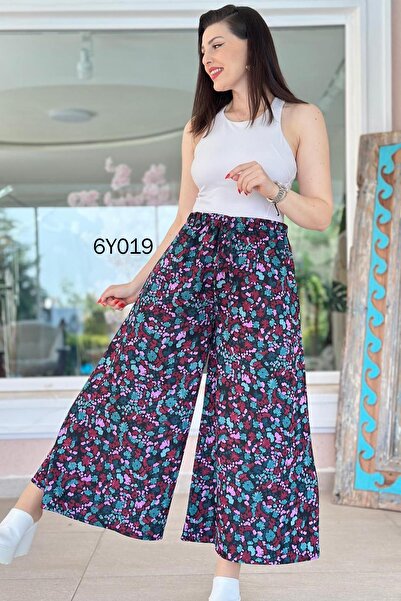 İnce Topuk Pocketed Casual Viscose Pants 6Y019