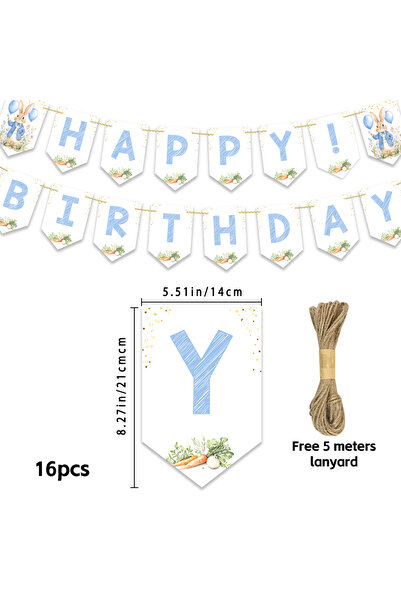Choice Mixed Color 16pcs Peter Rabbit & Carrot Birthday Banner Set, Simple , ...