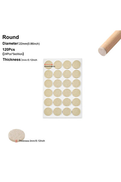 Choice15 22mm Round Beige Self Adhesive Felt Pads 120-5 Pcs,Chair Leg Floor P...