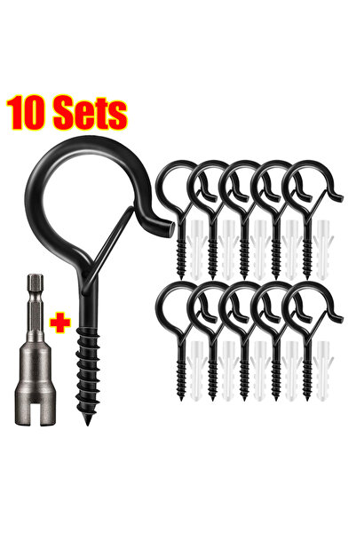 Choice4 10 Set(With Tools) 30/1x Windproof Q-Hanger Hook Heavy Duty Screw-in ...