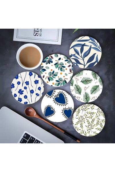 Choice 6PCS 10CM 6PCS 2D Simplicity Nature Flowers Plants Fresh style Wooden ...