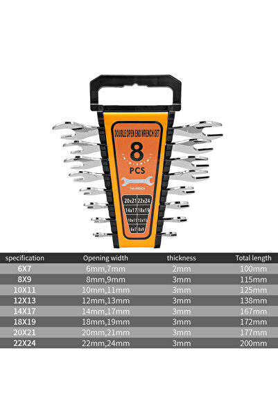 Choice 8pcs Ultra-thin Open End Wrench Double-ended Universal Wrench Set for ...