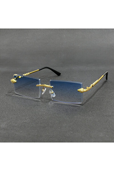 Choice3 B Rimless Rectangle Sunglasses Men Metal Gradient Gray Lens Big Frame...