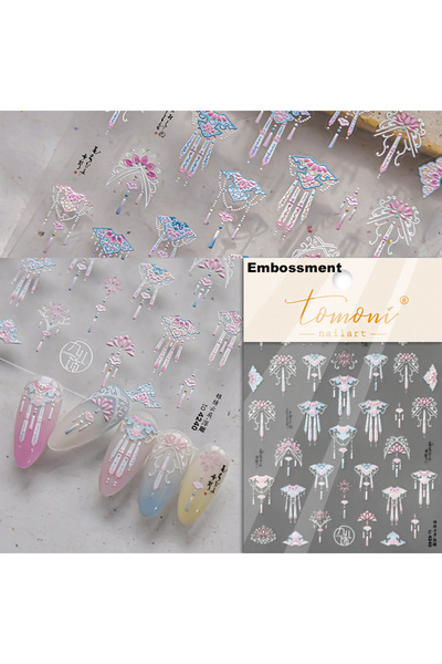 Choice8 NAILFYOU TO4240 5D Palace Costume Nail Stickers Jade Pendant Fan Flow...