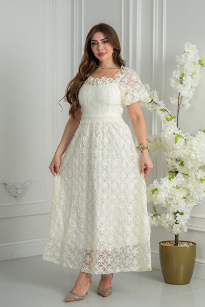 Red Planet "Fiora" (Fiora) Pearl Dress - Elegant Lace Hollow Out Design with ...