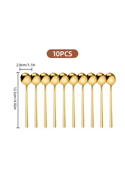 Choice Gold 10pcs 10pcs Stainless Steel Coffee Spoons, Dessert Spoons, Teaspo...
