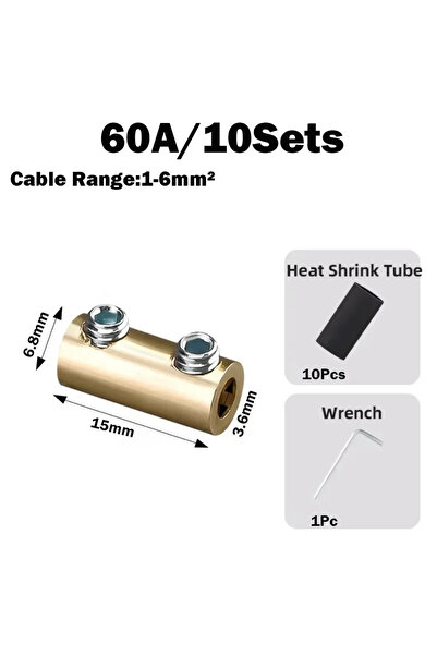 Choice 10pcs 60A R 10/20Sets Brass Terminal Block with Heat Shrink Tubing 10/...