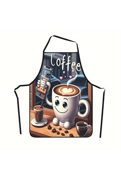 Choice 50x70 Chocolate Creative Coffee Design Polyester Apron 100% Stylish Ki...
