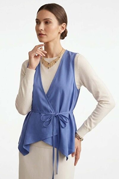 Raneel Kazançlı Alışveriş Women's cross-tie sleeveless vest - blue