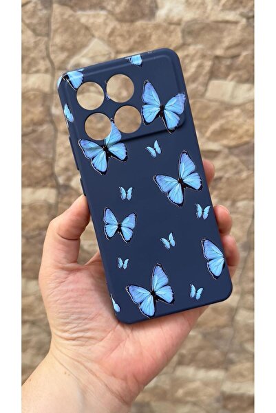 Vip Case Poco X6 Pro 5G Uyumlu Mavi Kelebek Desenli Silikon Darbe Emici Klasi...