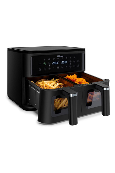 Tristar Friteuza Aer Cald Dubla 9L 2500W, 2 Cosuri 4.5L, Sync Finish Touch 8 ...