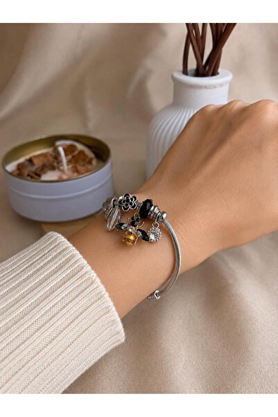 ANKA JEWELLRY Ari and Charmli Silver Steel Women's Bracelet