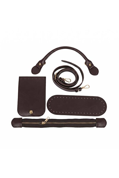 Ritzz Lc Style Faux Leather Bag Set with Gold Accessories - Brown