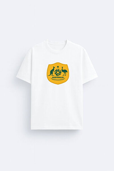 AYDESİGN Australian National Football Team Printed 100% Cotton Fabric White T...