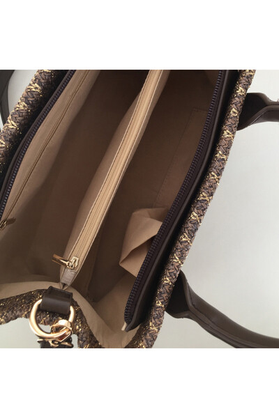 Marina Galanti Atzara Woven East West Handbag - Dark Brown