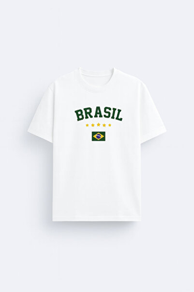 AYDESİGN Tricou alb din țesătură 100% bumbac, imprimat cu echipa națională de...