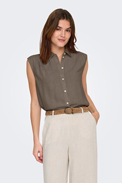 ONLY Onlsiesta Keten Karışımlı Regular Fit Klasik Yaka Bluz BLUZ 15367416