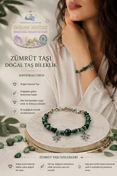 GÜMÜŞTEL EL SANATLARI سوار من الزمرد الطبيعي معتمد