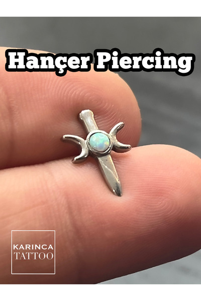 Karınca Piercing Kılıç Ay Moon Hilal Helix Flat Kulak Tragus Piercing