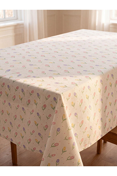 LC Waikiki YK PLUS FARKIYLA Față de masă cu model lalele și inimi 140x180 cm