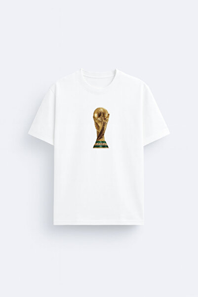 AYDESİGN World Cup Printed Cotton Fabric White T-Shirt T-Shirt