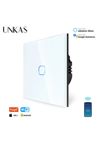 Choice15 مفتاح إضاءة ذكي باللمس يعمل بالواي فاي من UNKAS، أبيض، 1/2/3 أزرار، ...