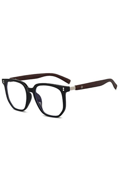 Choice3 Silver -6.0 Large Frame Rectangular Myopia Glasses Ultra Light Wood G...