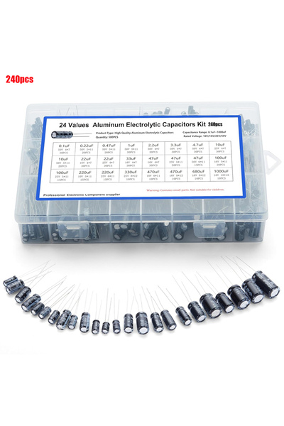 Choice 240pcs 240pcs Electrolytic Capacitor Assortment Kit, 24 Values from 0....