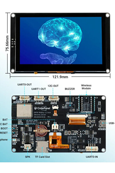 ELECROW CrowPanel Advance 4.3'' ESP32-S3 HMI Dokunmatik Ekranlı (480x272)