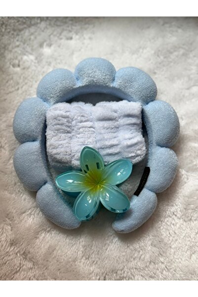 ADAA GIFT Kadın Pofuduk Taçlı Peluş Bileklikli Lotus Tokalı Yüz Yıkama Seti -...