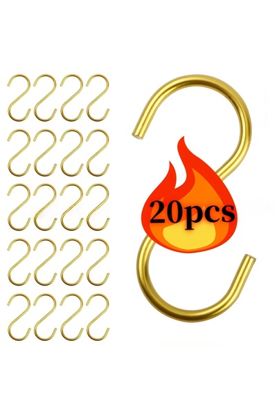 Choice1 golden 20pcs S-Type Metal Universal Wall Hooks - Durable Easy-Install...