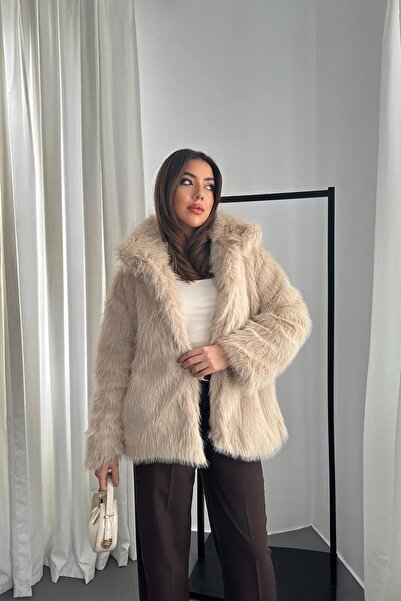 ozelia Beige Fur Coat Jacket