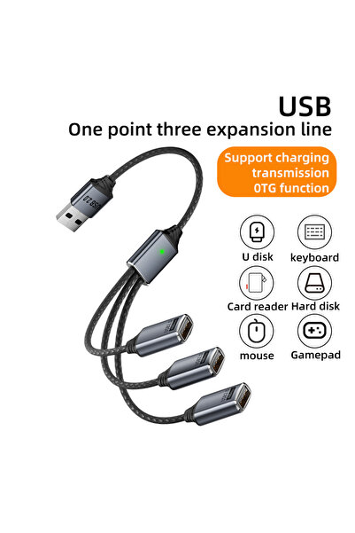 Choice موزع USB ثلاثي المنافذ 3 في 1 من نوع A وC مع كابل توسعة متعدد المنافذ ...