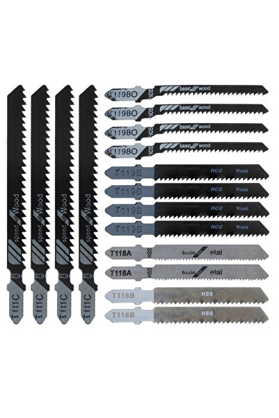 Choice 16pcs 16Pcs Jigsaw Blades Set T-Shaft HCS Assorted Jig Saw Blades for ...